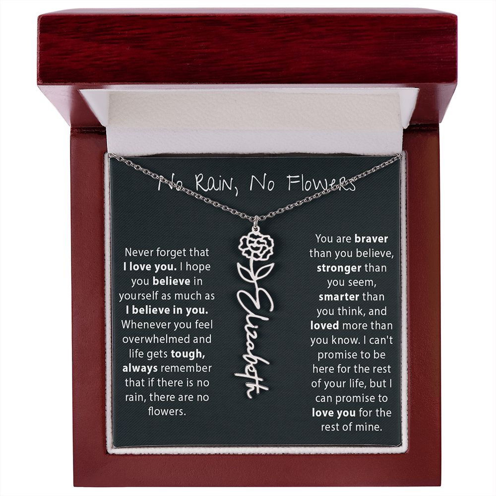 Never Forget That I Love You - Birth Flower Name Necklace