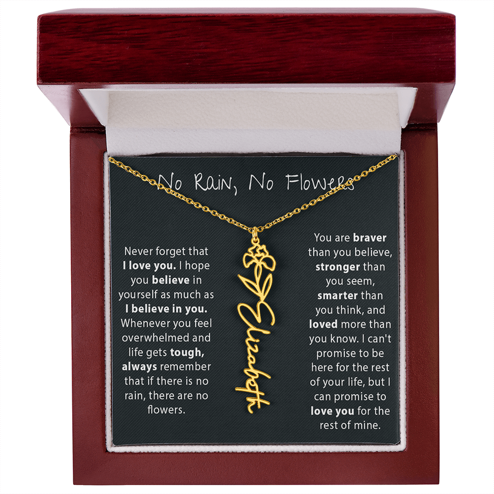 Never Forget That I Love You - Birth Flower Name Necklace