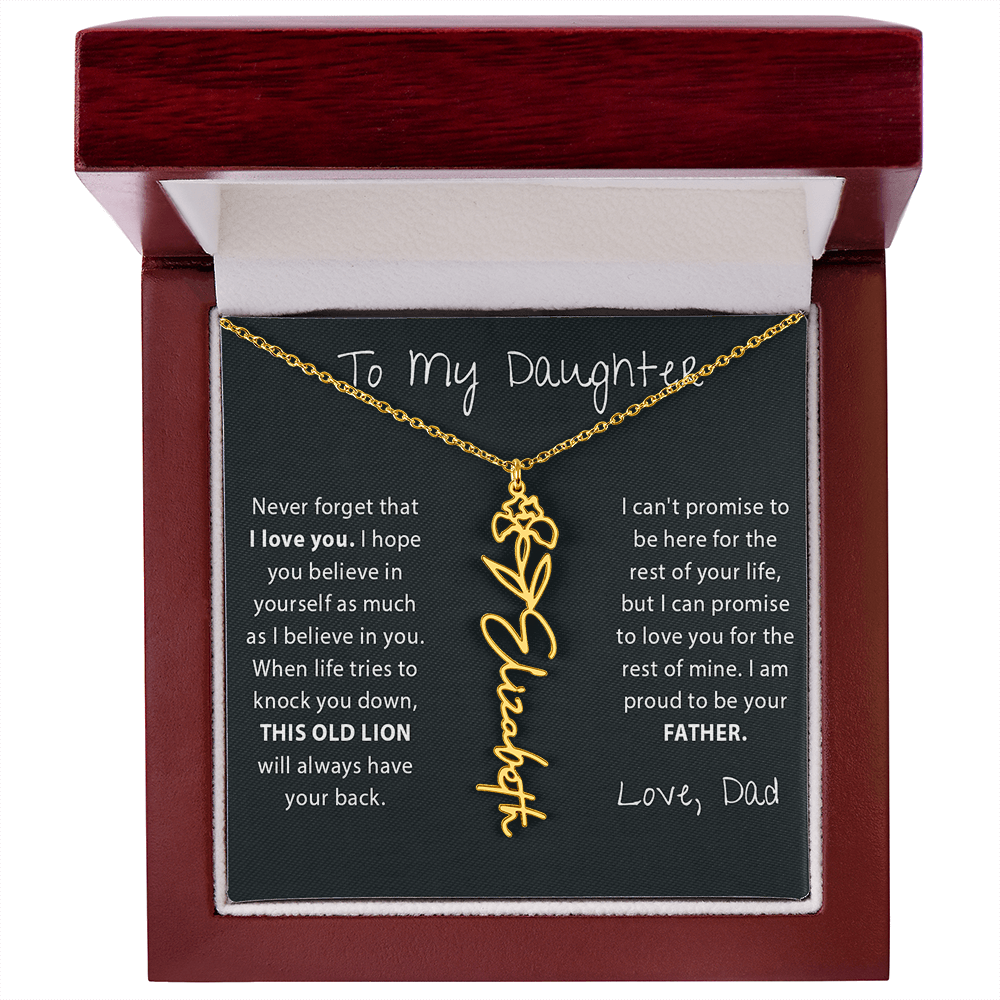 To my Daughter - Never forget - Birth Flower Name Necklace