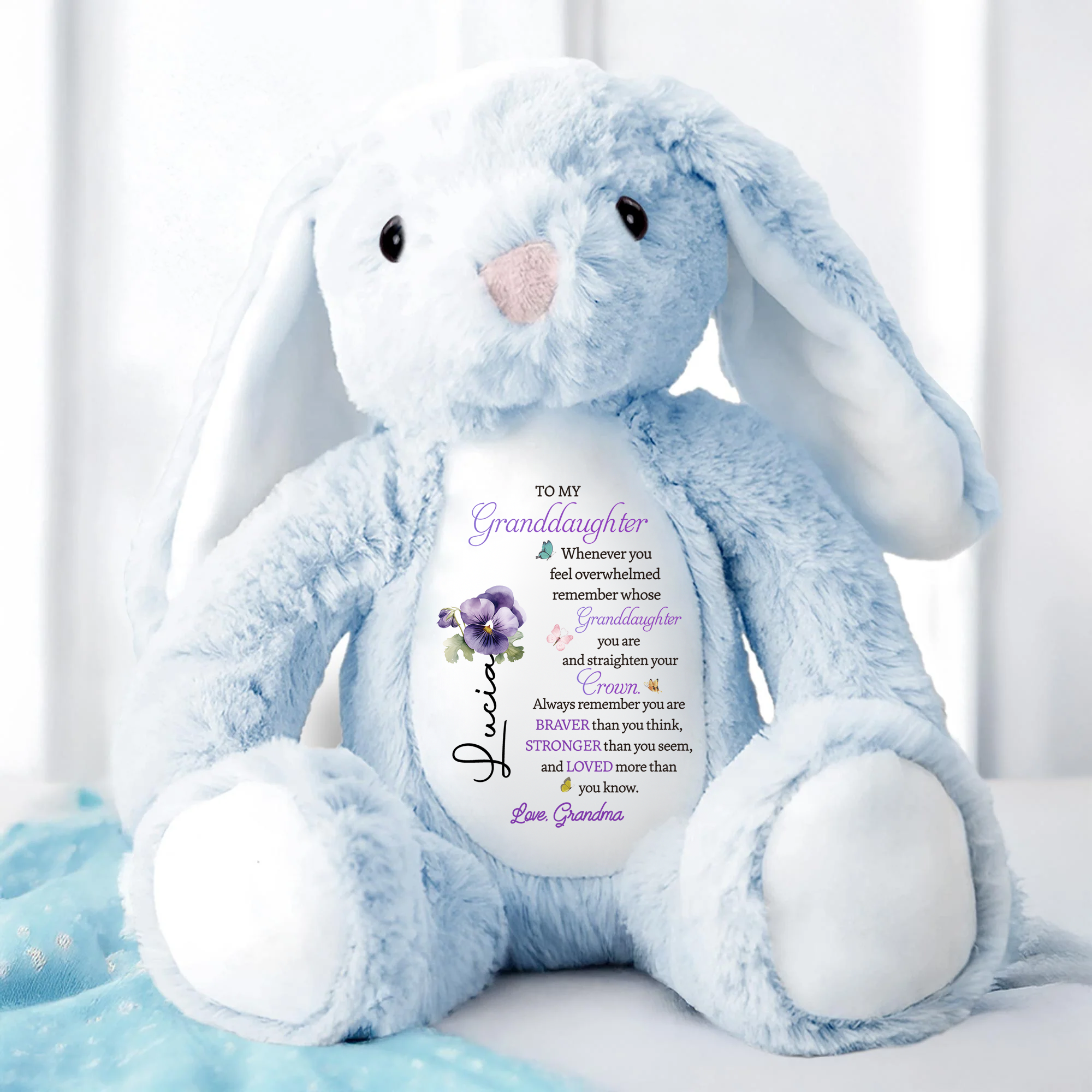 To My Granddaughter - Whenever You Feel Overwhelmed - Personalized Stuffed Bunny