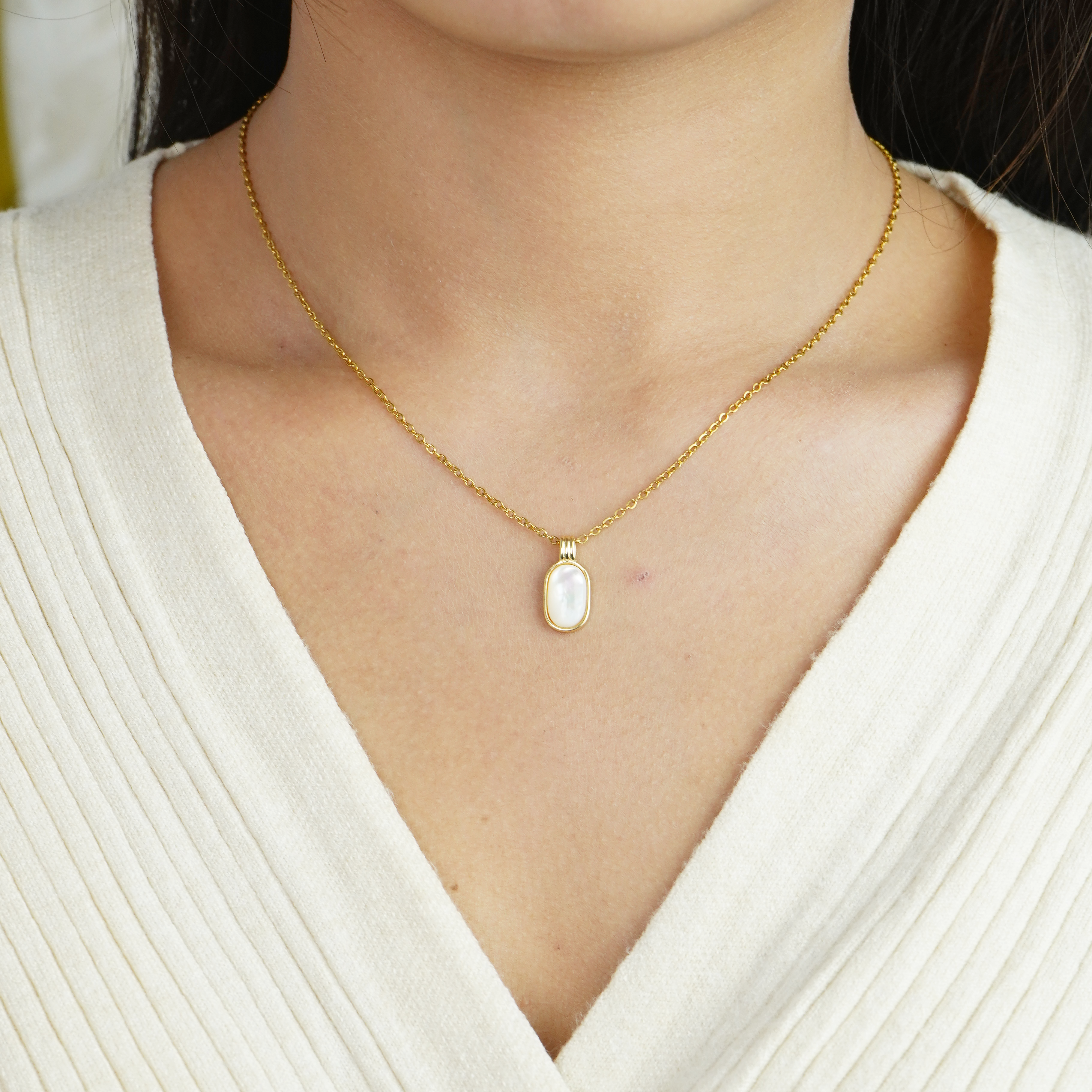 Gold Mother Pearl Necklace