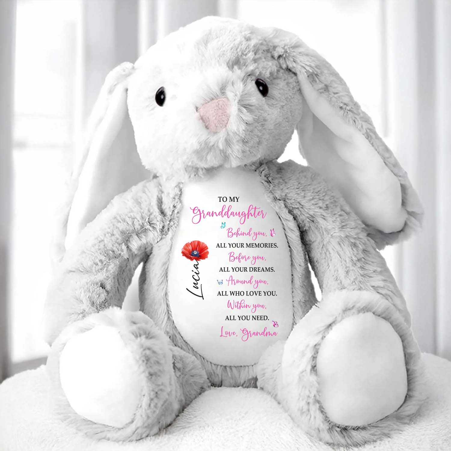 To My Granddaughter, Behind You, - Personalized Stuffed Bunny