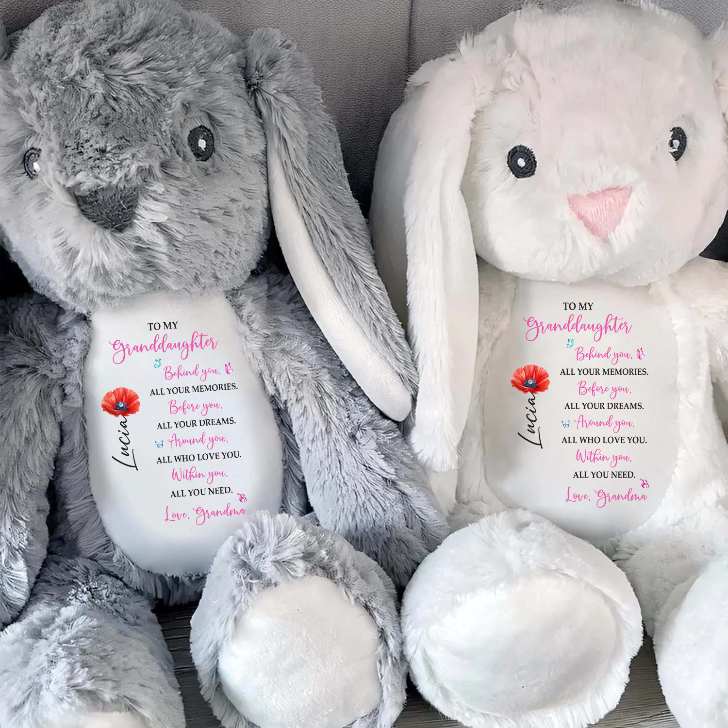 To My Granddaughter, Behind You, - Personalized Stuffed Bunny