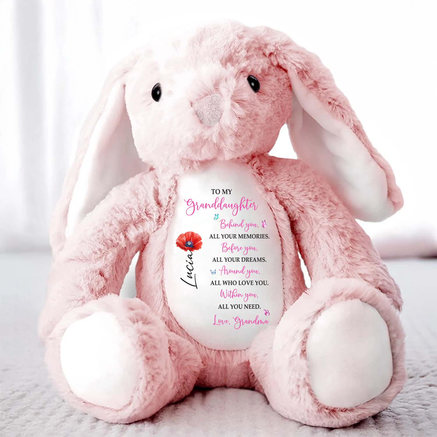 To My Granddaughter, Behind You, - Personalized Stuffed Bunny