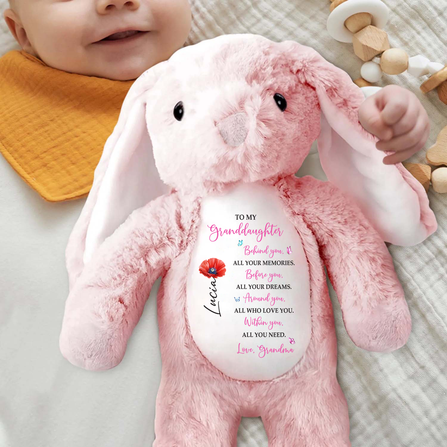 To My Granddaughter, Behind You, - Personalized Stuffed Bunny