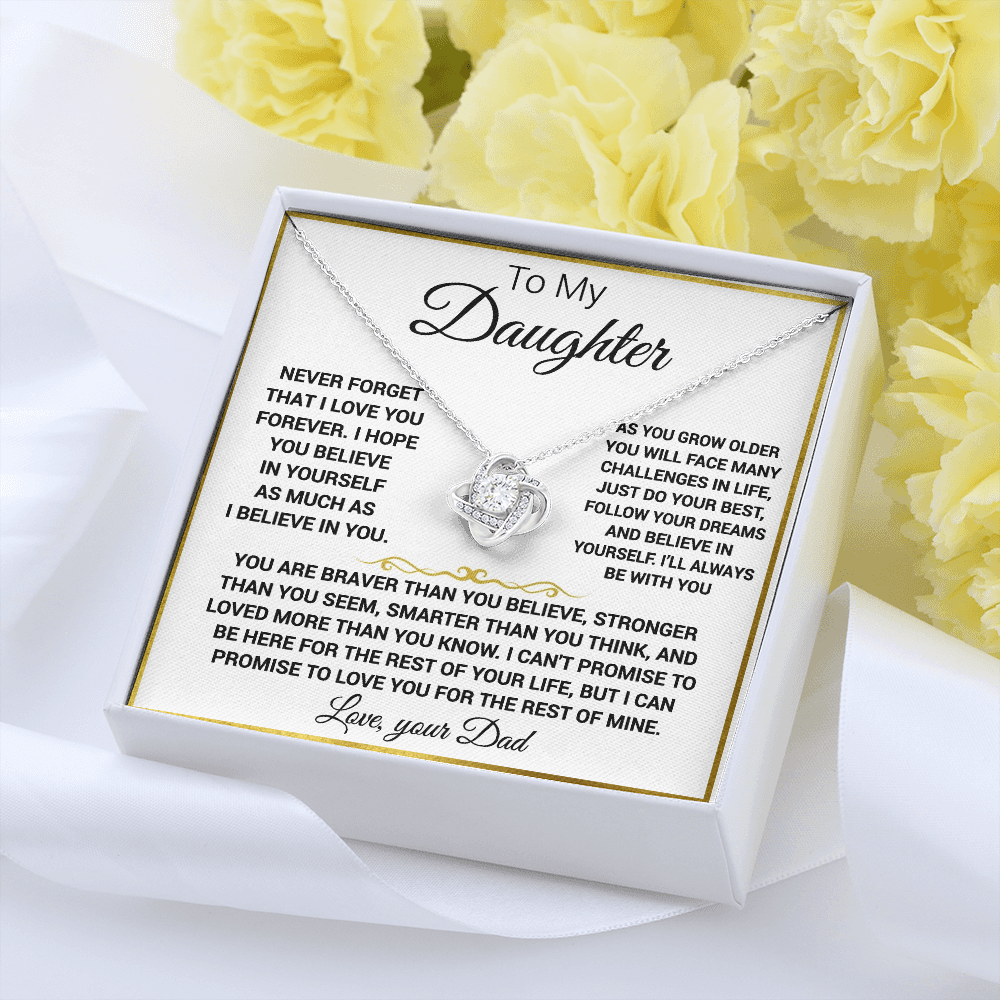 To my Daughter - “Never forget that I love you”, Knot necklace
