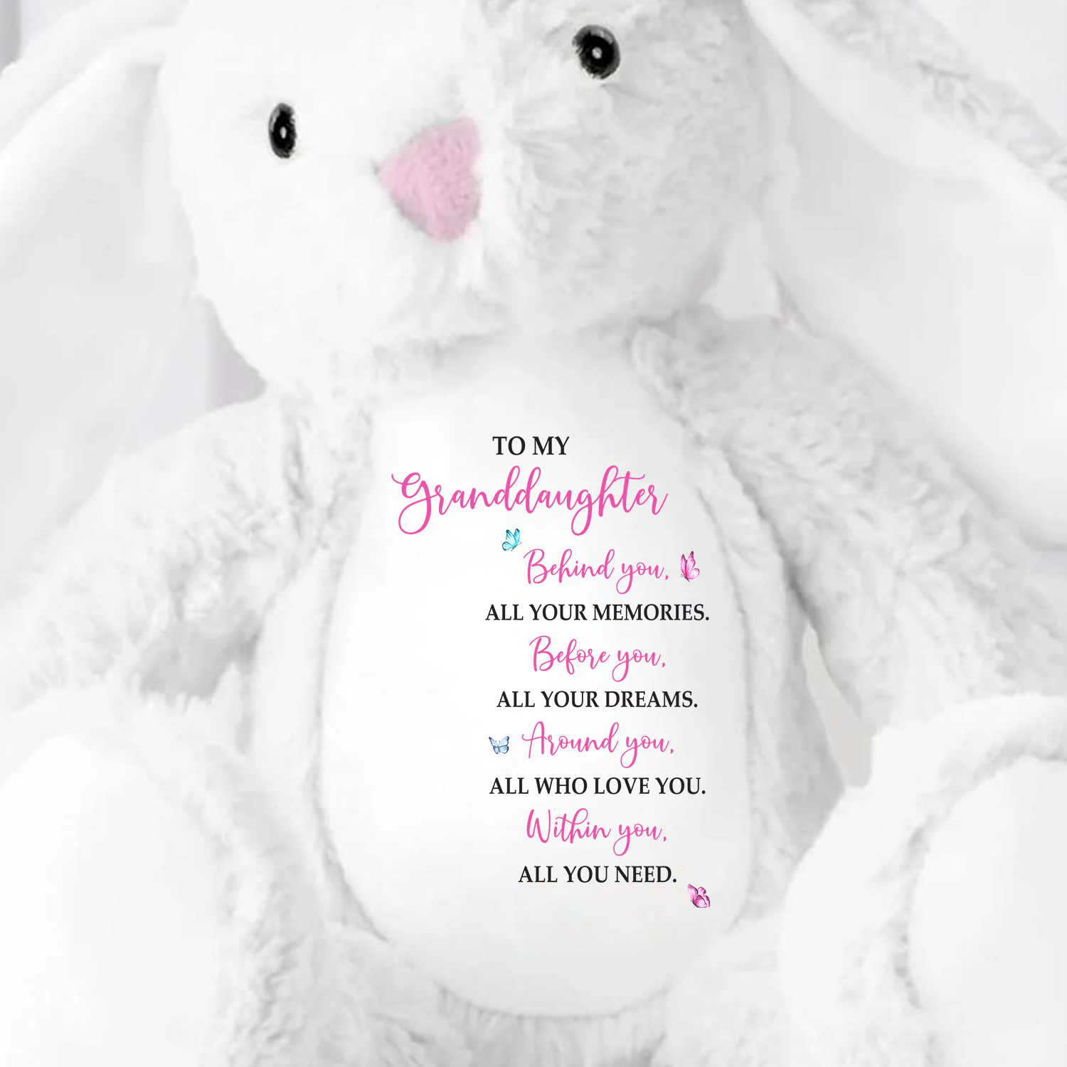 To My Granddaughter, Behind You, - Personalized Stuffed Bunny
