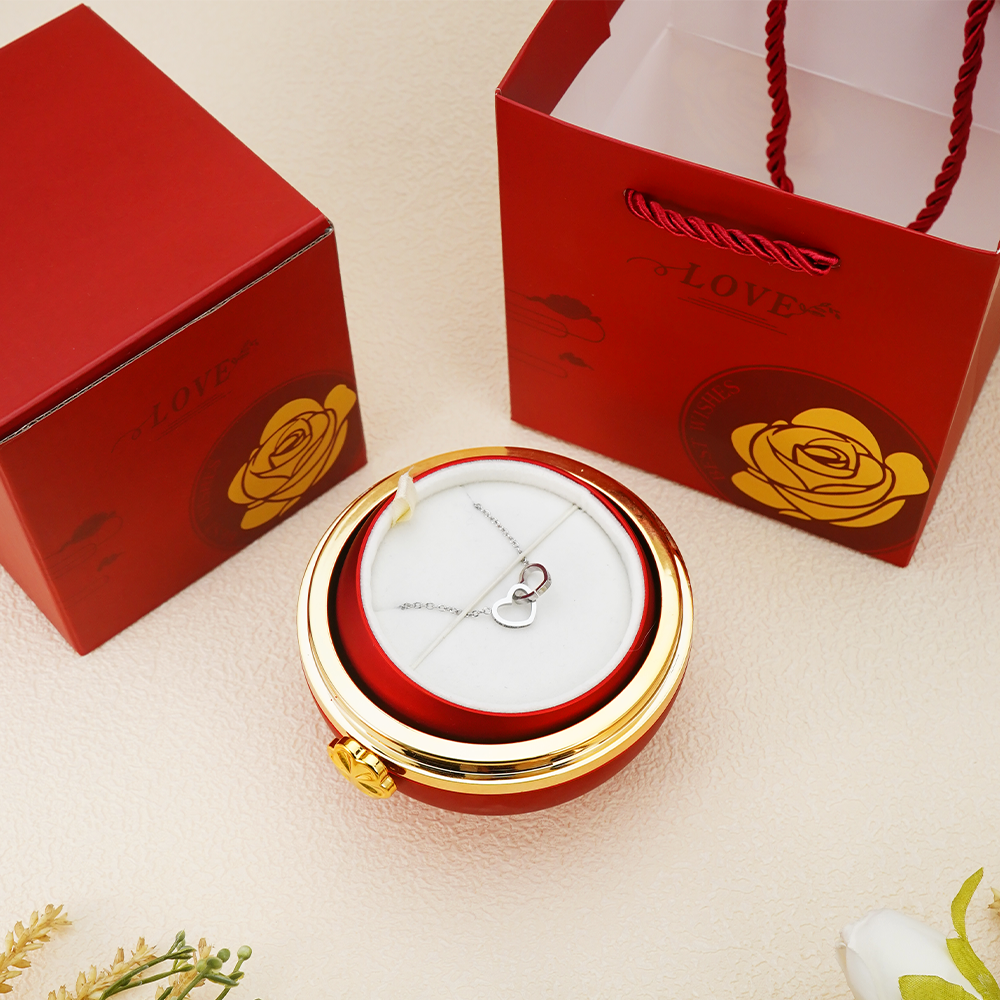 Forever Interlocked Hearts - Necklace & Rose Gift - Rose Gold